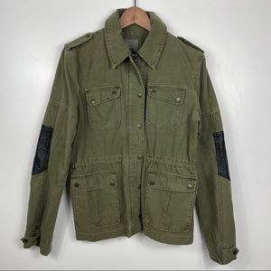 Levis Green Utility Jacket Womens Size Medium Moto Peplum